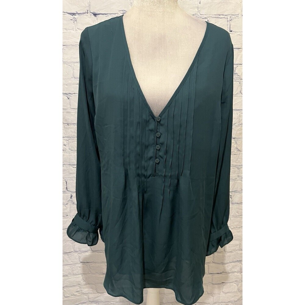 A Pea in the Pod Womens Maternity Long Sleeve Blouse Top Green Size Medium